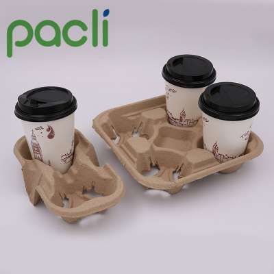 Biodegradable Compostable Disposable Bagasse Coffee Cup Tray