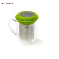 innovation fashionable with infuser filter and lid pyrex glass tea cup