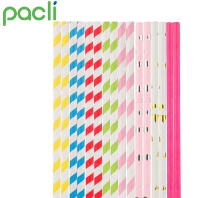 China factory party favors disposable cheap gold paper drinking straws