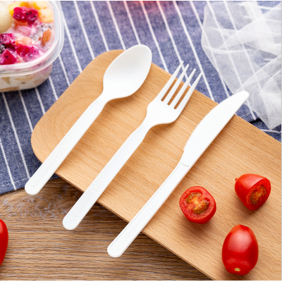 OEM BPA Free Raw Material White Cheap Disposable biodegradable PLA Plastic  free Spoon